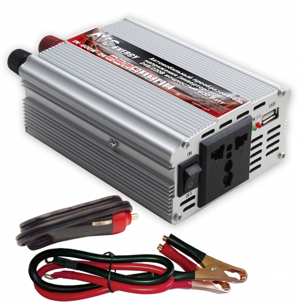 Автомобильный инвертор 24/220V AVS IN-600W-24 (A07044S)